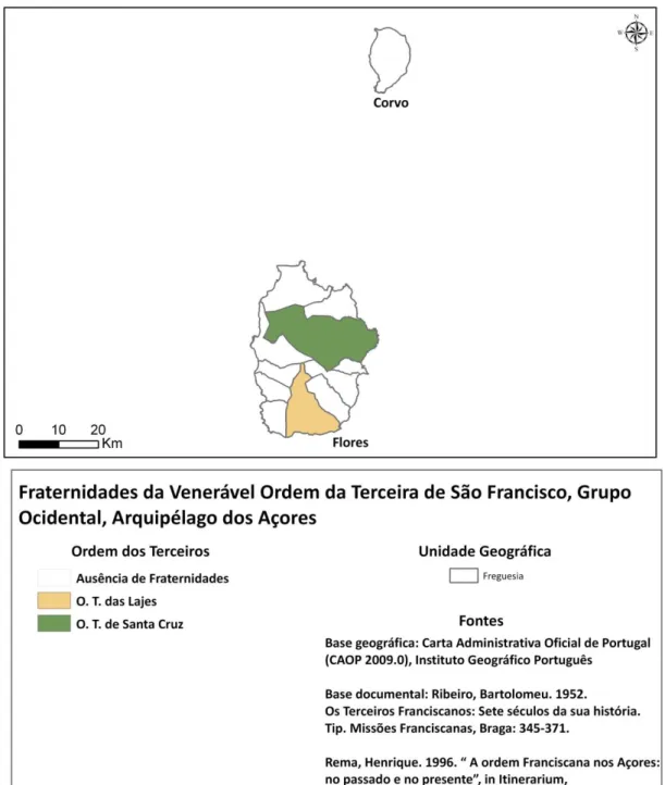 Fig. 08 – Mapa co m a d istribuição das Fraternidades de Terceiros no Grupo Ocidental