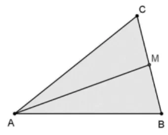 Figura 2.16 No triângulo △ABC, o segmento AM é a mediana relativa ao vértice A.