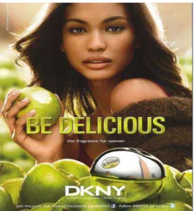 Figura  3:  Anúncio  do  perfume  DKNY  exemplificando  a  metáfora  híbrida.  (Fonte:  http://rickway.blogspot.com.br/2011/05/ultimos-lancamentos-de-perfumes-parte3.html