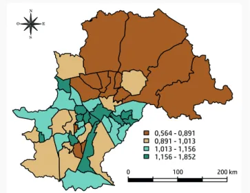 Figure 1. Standardized morbidity ratio (SMR) for  cancer among people 0-19 years of age, by health  care unit area