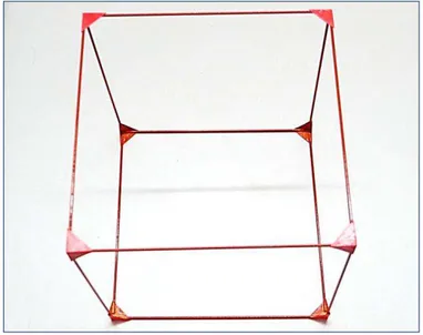 Figura 32  – Fotografia de um hexaedro regular confeccionado com varetas em fibra de vidro para  pipas