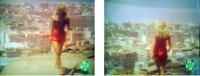 Figura 15 e 16. Fotogramas de Sônia Silk, (Helena Ignez) olhando o Rio de Janeiro da favela em que reside
