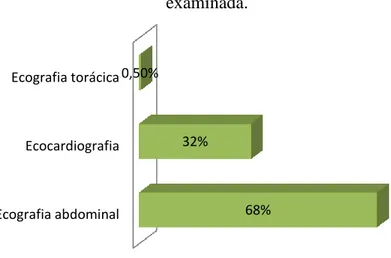 Gráfico 6. Distribuição percentual dos exames ecográficos assistidos, segundo a área  examinada