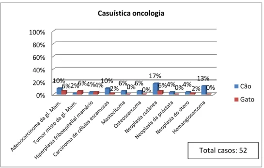 Gráfico 11 - Percentagem das várias afecções oncológicas 