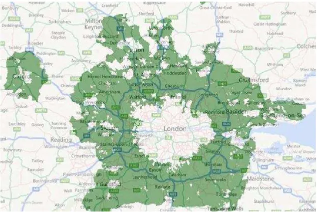 Fig. 27 – Mapa com a área afecta a zona verde, designada como “Green Belt”.  