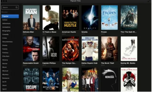 Figura 9 - Imagem do programa Popcorn Time com conteúdo audiovisual