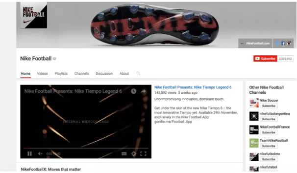 Figura 11 - Canal oficial do Youtube da marca Nike Football 