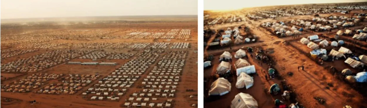 Fig. 11 - (A e B) Vista aérea do campo de refugiados IFO 2, em Dadaab, Quénia. Foto: Brendan Bannon/IOM/UNHCR,    