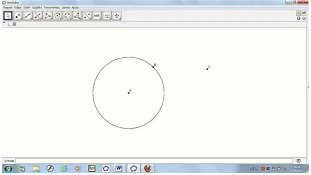 Figura 24: Constru¸c˜ao do ponto C fora do c´ırculo de centro em A