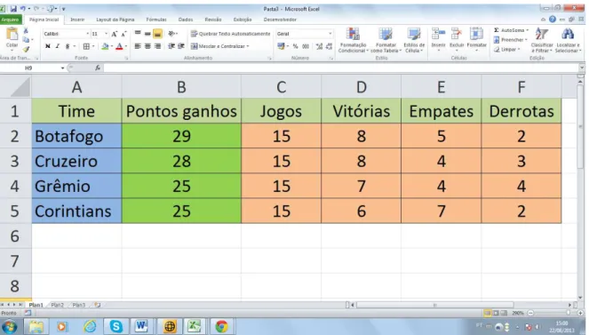 Figura 5.2: exemplo de cálculo no excel 