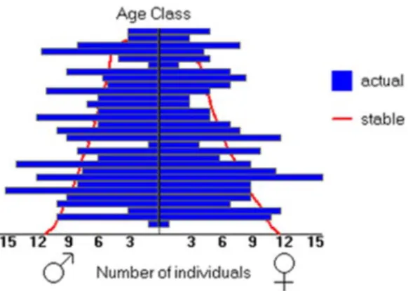 Figure 4- Age pyramid of the current Sorraia horse population (n=434). 