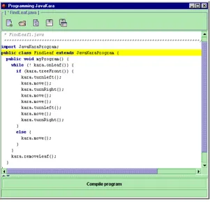 Figura 3-12 Um programa em JavaKara  Os itens abaixo são requisitos do ambiente JavaKara: 