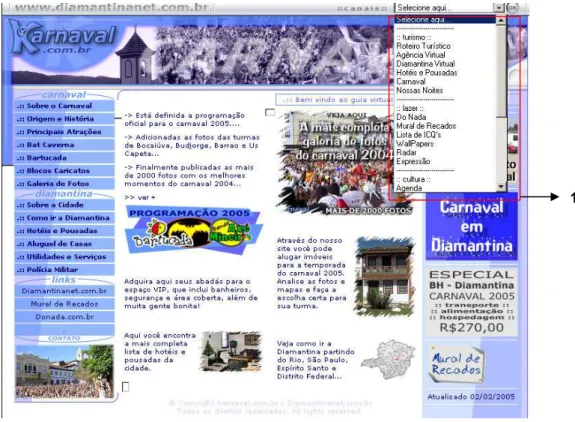 Figura 10 – Página sobre Carnaval   Fonte: http://diamantinanet.com.br/karnaval/ 