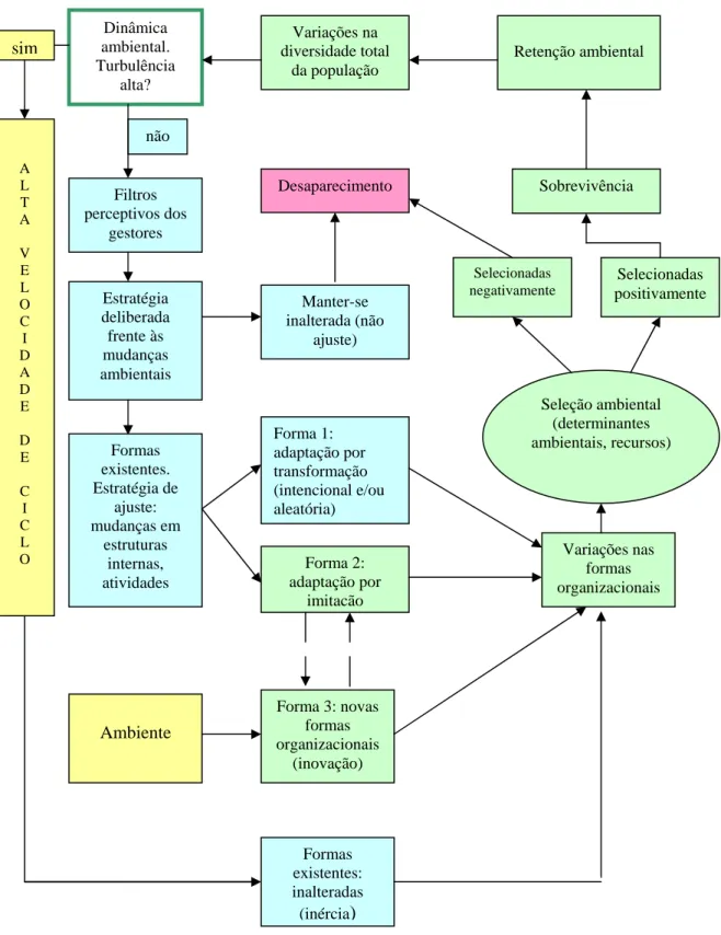 Figura 6 - Modelo proposto de síntese das teorias da ecologia das organizações de 