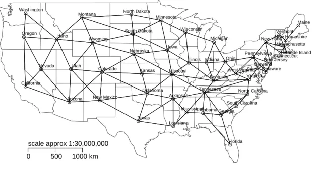 Figura 1.1: Mapa dos 48 estados 
ontinentais dos EUA 
om grafo asso
iado á vizinhança