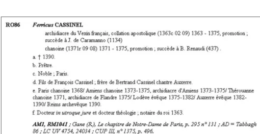 Figure 4: La notice de Ferry Cassinel dans le corpus de Rouen