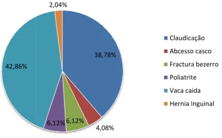 Gráfico  6  -  Frequência  relativa  (%)  das  diferentes  doenças  observada esquelético  e  no  sistema  nervoso  periférico  (n=49)