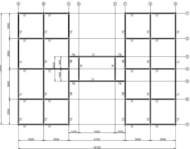 FIGURA 1.10 - Plano de vigas do pavimento tipo - Aporticado – arquitetura tipo “B” 