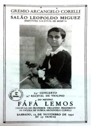 Fig. 3-  Capa do programa de concerto de FafÆ Lemos (1932) 