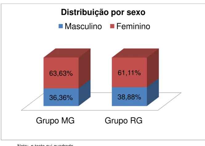 GRÁFICO 1 - Composição dos grupos MG e RG de acordo com o sexo 