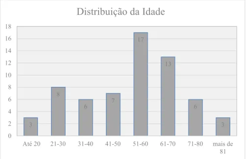 Gráfico 1 – Distribuição da Idade por classes etárias 