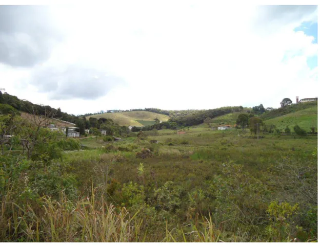 Figura 6.7 - Vale extenso e colina ao fundo  – paisagem típica da unidade Planalto do Alto Rio Paraná.