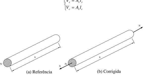 FIGURA 3. 1  – Fibra de um  material nas configurações de (a) referência e (b) corrigida 