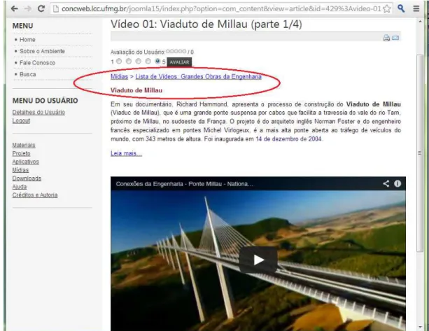 Fig. 3.12: Vídeo do programa Conexões da Engenharia apresentado por Richard  Hammond, do National Geographic Channel sobre o Viaduto de Millau