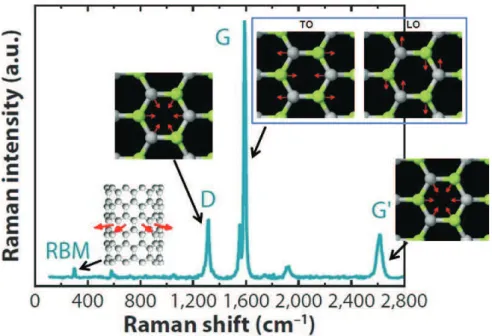 Figura 2.14 : Espectro Raman de nanotubos de carbono de parede ´ unica [46].