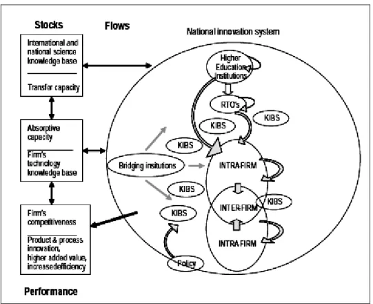Figura 10 - Papel das KISA na produção do conhecimento e sua difusão dentro dos sistemas de  Inovação 