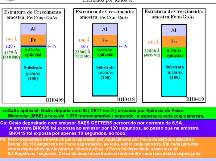 Figura 14: Estrutura  das amostras Fe:Cs:np-GaAs, Fe:Cs:n-GaAs, Fe:n-GaAs.