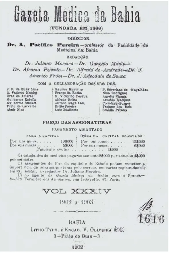 Figura 4: Juliano Moreira as editor in chief, 1902