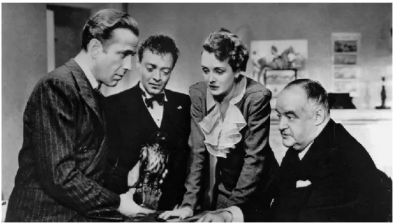 Figura 2 – The Maltese Falcon de John Huston (1941). Neste filme o MacGuffin foi utilizado sob a forma de  uma reliquia procurada pelos personagens