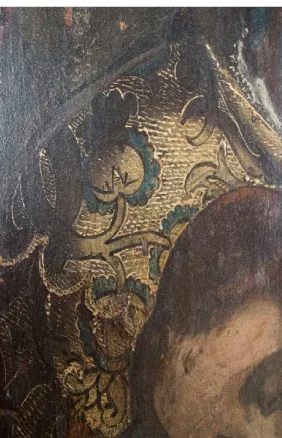 Figura Ap-II 11. Pormenor rosto de Maria Madalena.  Figura Ap-II 12. Pormenor vestes de Maria  Madalena