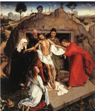 Figura 4. O Enterro de Cristo, de Rogier van der Weyden.  Figura 5. Pormenor do frasco de perfume