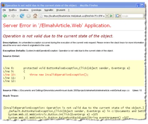 Figura 2.8: Representa¸ c˜ ao do erro em ASP.NET