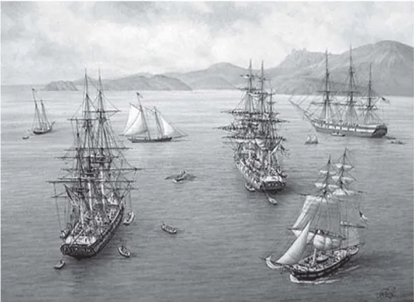 Figure 2: Modern representation of the expedition’s ships (Philbrick, undated)