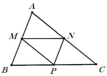 Figura 3.25: bases médias de um triângulo. (Fonte: PROFMAT - MA13 - Unidade 6).