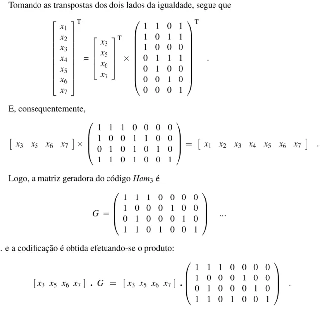 Figura 1.6 Obtenção da matriz geradora G