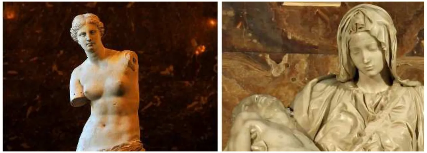 Figura 3 Ű A Vênus de Milo e a Pietá de Michelângelo. Fonte - Imagens extraídas da internet