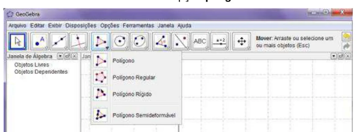 Figura 01  – Barra de ferramentas das transformações geométricas do GeoGebra.  Fonte: Elaboração própria 