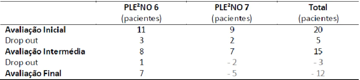 Tabela 15 - Drop out´s do PLE²NO 6 + PLE²NO 7. 