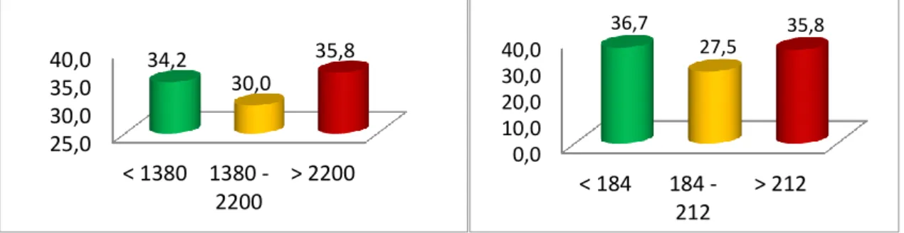 Figura 1 - Distribuição do Rendimento Total e do Custo Total (USD $) por classes (%) 