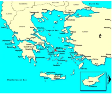 Figura 2.1: Localiza¸c˜ao geogr´afica da cidade de Delos na Gr´ecia