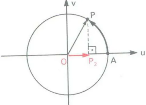 Figura 08  – Representação da função cosseno no ciclo trigonométrico 
