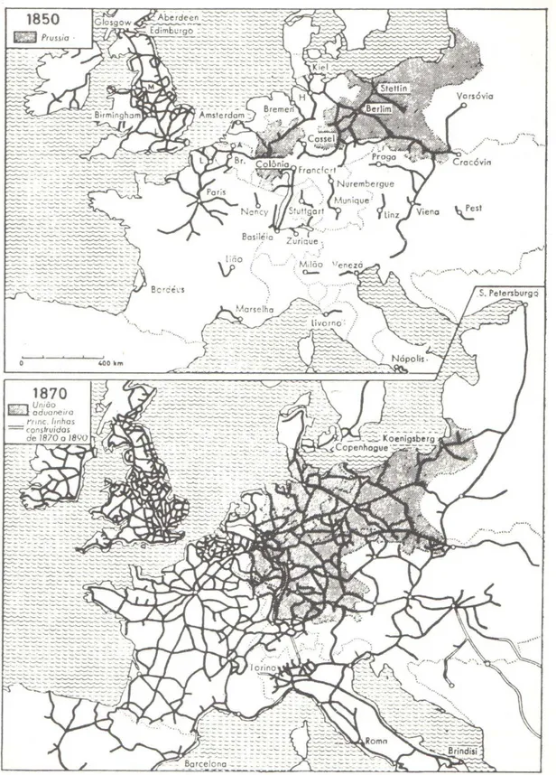 Figura 1  – Ferrovias na Europa (1850-1870) 