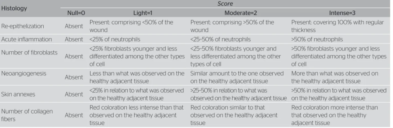 Table 1. Criteria for histological analysis