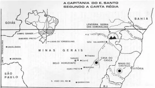 Figura 1 - A Capitania do Espírito Santo, segundo a Carta Régia.  Fonte: Oliveira (1975, p