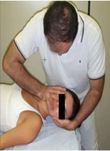 Figure 1. Positioning for application of the upper cervical  manipulation and placebo maneuver