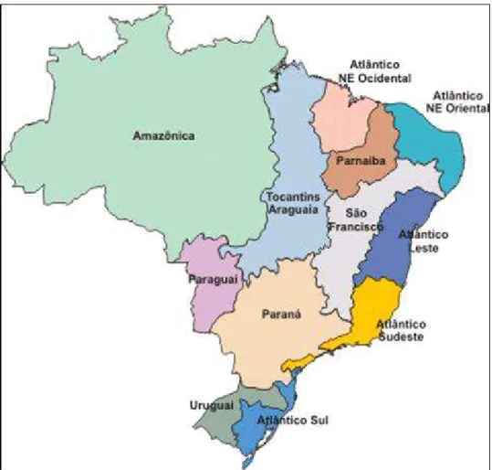 Figura 1: Divisão do território brasileiro em doze regiões hidrográficas conforme a Resolução nº